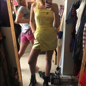 Urban Outfitters yellow denim overalls dress